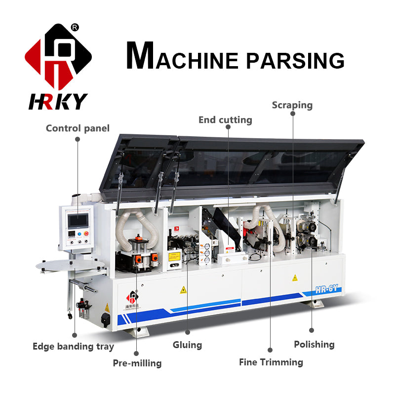 Woodworking 6 Functions Edge Bander Automat PVC MDF Straight Edge Banding Machine for Furniture Production Line